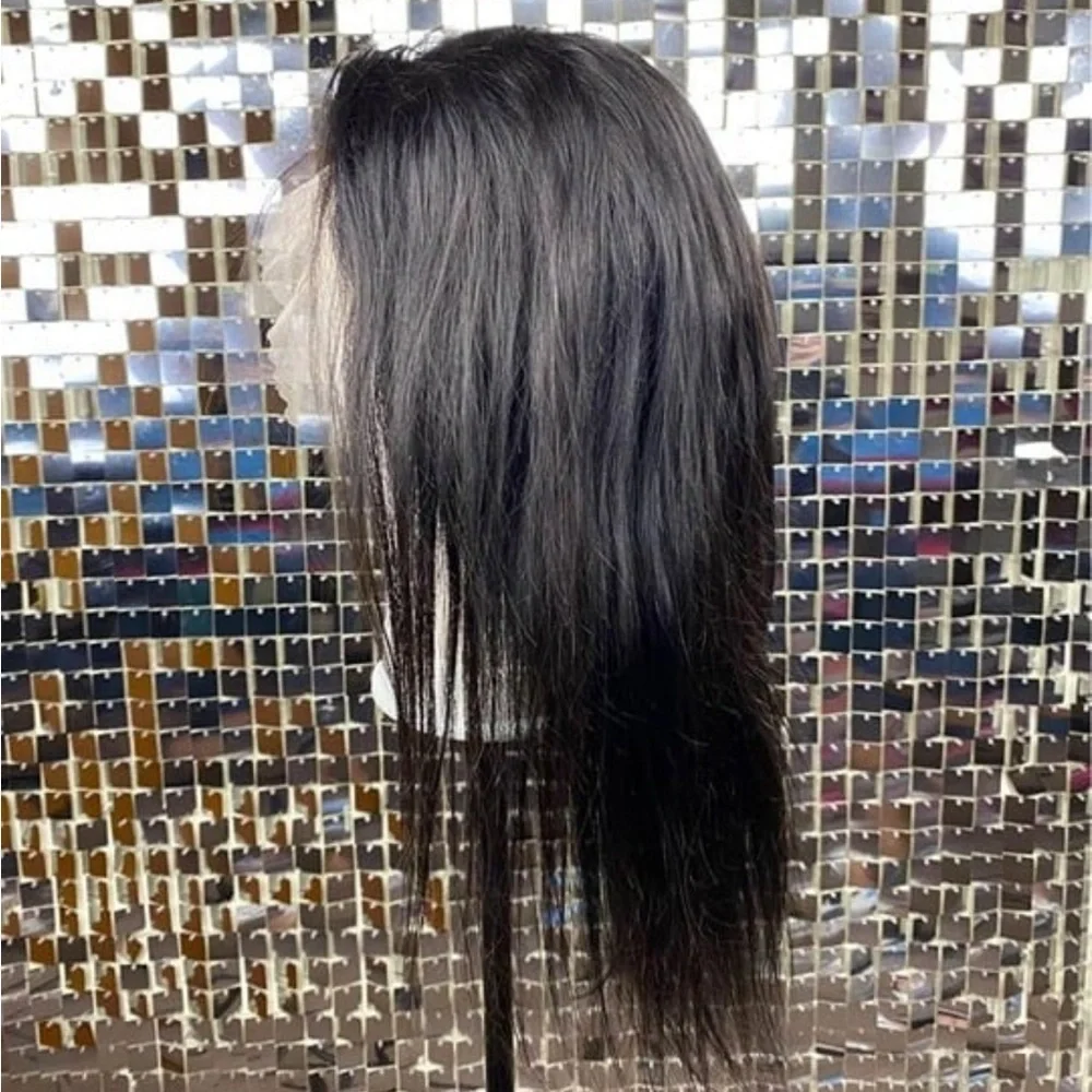 13x6 Lace Front Wig 18” Pre plucked Human Hair Straight Natural Black Baby Hair